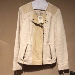 Lucky Brand Leather and fabric jacket